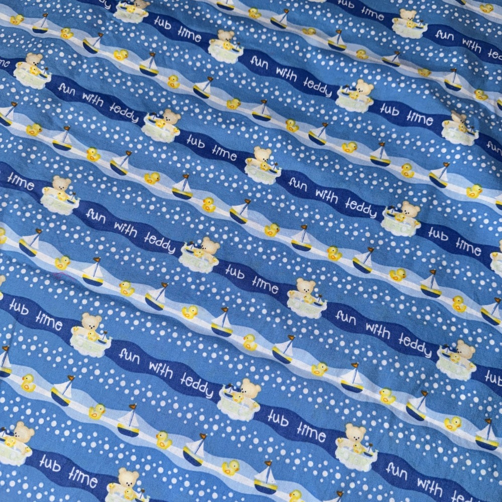 Jo-Ann Teddy Bear Bath Time Cotton Fabric Blue 3.6 Yards Nautical Nursery Duck